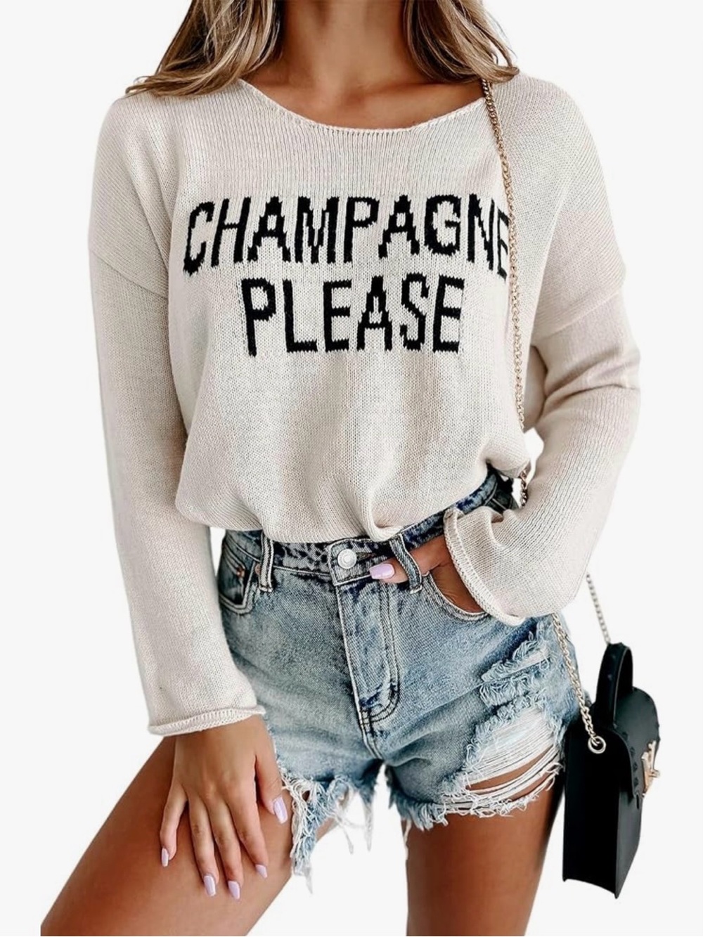 Champagne Please Off-White Knit Sweater